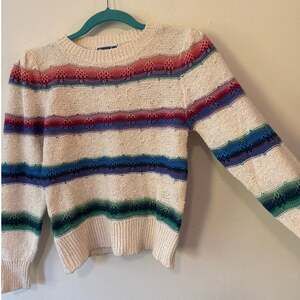 Vintage Mariea Kim Colorful Striped Cotton Knit Sweater 80s Women's Medium